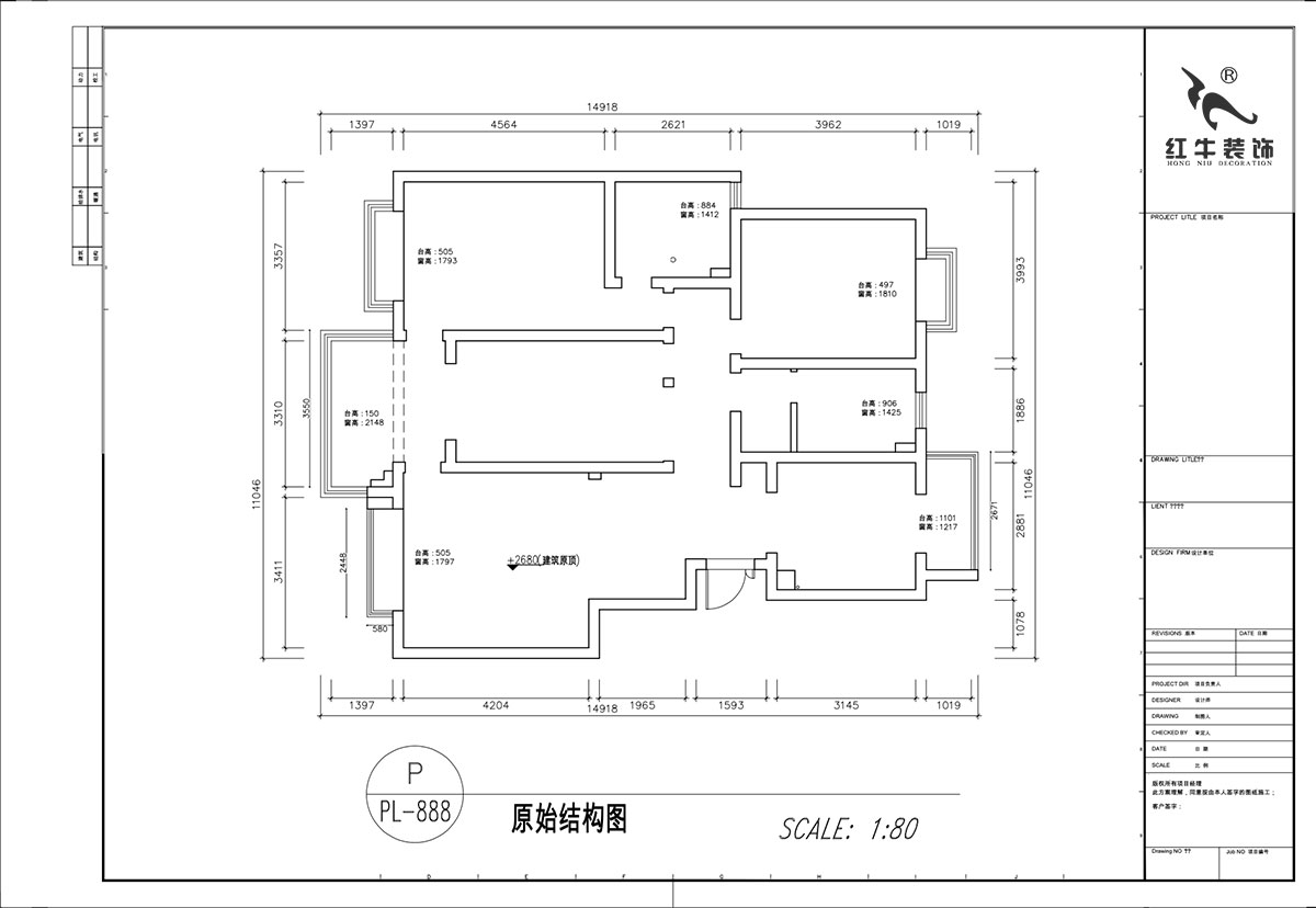 顾娟｜枫丹白露白鹭新寓6-1002-903-138㎡-现代简约风格｜3室2厅2卫｜旧房装修｜定制家｜全包19万｜00_01原始结构图